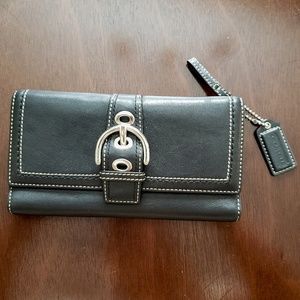 Coach Black Leather Trifold Wallet